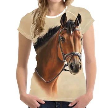 INSTANTARTS Mode Sommeren Kvindelige Casual Tshirt Åndbar Hest Print Short Sleeve Tee Shirt Piger Brand O-hals Kvinder T-Shirts