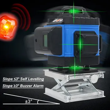 Smart Laser-Niveau 3D Grønne 16 Linjer Self-leveling Line Laser Fjernbetjening løfteplatform Beslag Byggeri Dekoration
