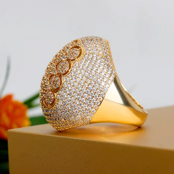 Brudens Tale Luksus Smykker Store Vielsesringe Fuld Micro Bane Cubic Zirconia Dubai Brude Populære Smykker Til En Forlovelsesfest