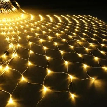 BEIAIDI Jul Mesh-Net Led String Lys 2x2m 3x2m 6x4m Udendørs Terrasse og Haven Bryllup Vindue Gardin Net Garland LED Strengen