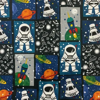 Smuk Digital Udskrivning, Farve-Tegnefilm astronaut mønster, Bomuld Stof Syning Materiale Børn Stof Diy-Shirt Tøj