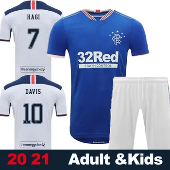 2020-21 Rangerses Tilpas t-Shirts T-shirt, Trøjer Til Tids Voksen Glasgow Rangers Camisa Hjem Lanis Hagi Morelos Defoe Fodbold