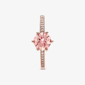 925 Sterling Sølv 2020 Nye Efteråret Pink Mousserende Crown Solitaire Ring For Kvinder Brand Originale Ringe, Smykker Gave
