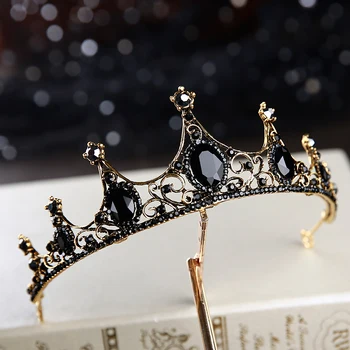 Barok sort tiara brude hår bære fødselsdag princess tiara stil bryllup hår tilbehør