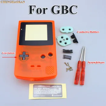 Klar Orange Fuld Boliger Shell tilfælde dække for GBC Gameboy Color med Ledende Gummi Skruetrækkere