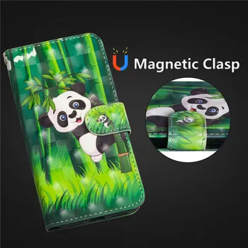 Flip Læder taske Til iPhone 11 Pro XS Antal XR tilfældet For coque iPhone 5 5S 7 8 6 6S Plus X Dække 3D panda Tegnebog Stå Telefonen Sag