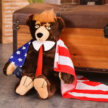 Bear Bamser Cool USA Præsident Bære over Med Flag Søde Dyr Bjørn Dukker Trum Plys Udstoppet Legetøj Børn Gaver
